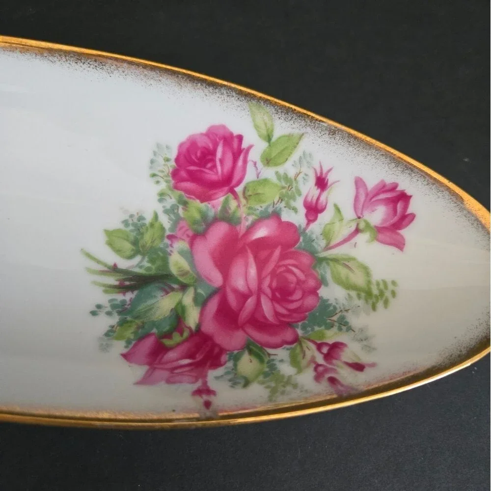 Vintage Floral Cottagecore Romantic Style Ceramic Tray By Tilso Japan
